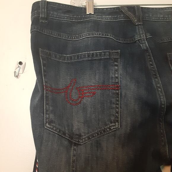 Born Fly Men's 42x30 Denim Jeans Embroidered Stitching Distressed Hip Hop EUC - Picture 10 of 16